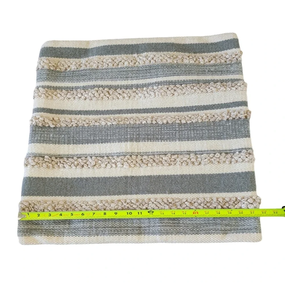 Magnolia Home Pillow Cover‎ Striped Wool Blend Nubby Neutral Boho Joanna Gaines